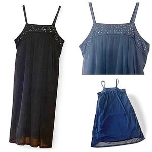 Iz Byer California Black Sequin Embellished Dress Women’s 16 Adjustable Backtie